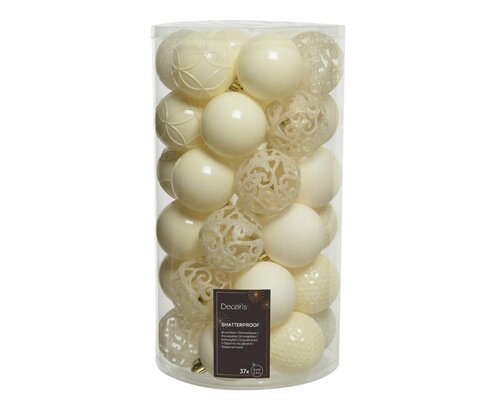 Decoris Kerstballen polystyreen - wolwit - Ø 6 cm - afbeelding 1