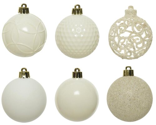 Decoris Kerstballen polystyreen - wolwit - Ø 6 cm - afbeelding 2