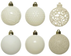 Decoris Kerstballen polystyreen - wolwit - Ø 6 cm - afbeelding 2