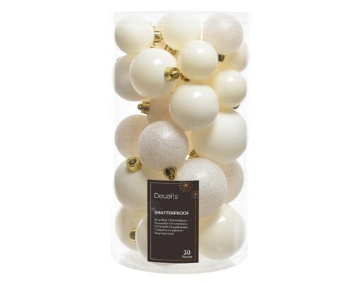 Decoris Kerstballen polystyreen - wolwit - Ø 6 cm - afbeelding 1