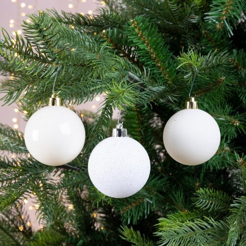 Decoris Kerstballen polystyreen - wolwit - Ø 6 cm - afbeelding 2
