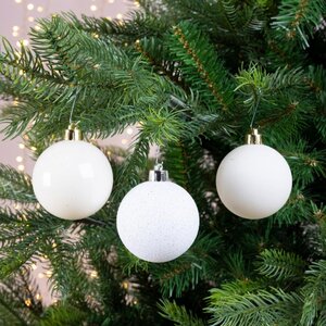 Decoris Kerstballen polystyreen - wolwit - Ø 6 cm - afbeelding 2
