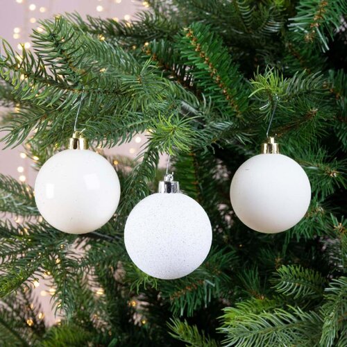 Decoris Kerstballen polystyreen - wolwit - Ø 6 cm - afbeelding 2