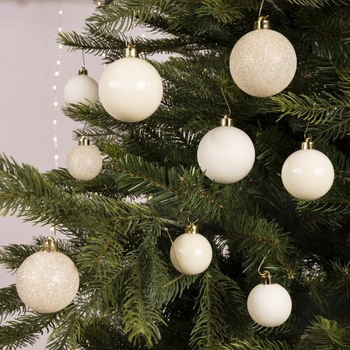 Decoris Kerstballen polystyreen - wolwit - Ø 6 cm - afbeelding 5