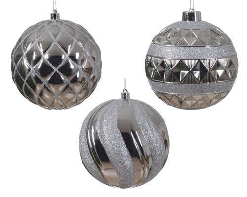 Decoris Kerstballen polystyreen - zilver - 12 × 12 × 12 cm - afbeelding 1