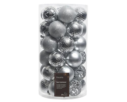 Decoris Kerstballen polystyreen - zilver - Ø 6 cm - afbeelding 1