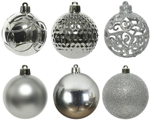 Decoris Kerstballen polystyreen - zilver - Ø 6 cm - afbeelding 4