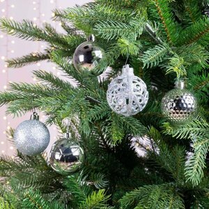 Decoris Kerstballen polystyreen - zilver - Ø 6 cm - afbeelding 2