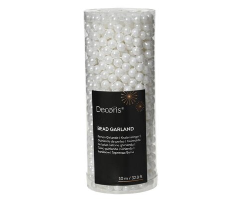 Decoris kralenslinger winterwit – lengte 10 m, diameter 0,8 cm - afbeelding 1