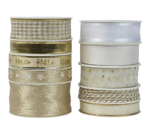 Decoris Lint polyester - goud/parel - 400 × 1,5 × 0,2 cm - afbeelding 1