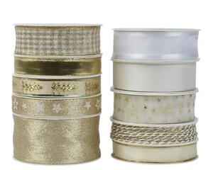 Decoris Lint polyester - goud/parel - 400 × 1,5 × 0,2 cm - afbeelding 1