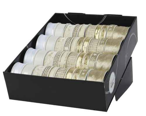 Decoris Lint polyester - goud/parel - 400 × 1,5 × 0,2 cm - afbeelding 2