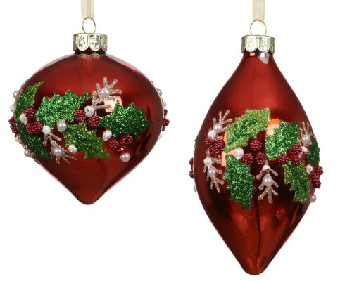 Decoris Olijf glas - kerstrood - Ø 8 cm