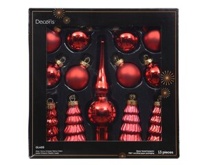 Decoris Ornament glas - kerstrood - Ø 3 cm - afbeelding 1