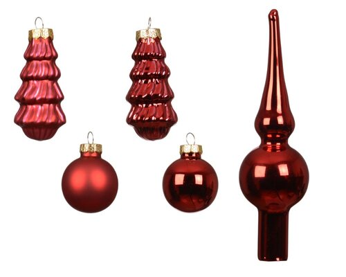 Decoris Ornament glas - kerstrood - Ø 3 cm - afbeelding 2