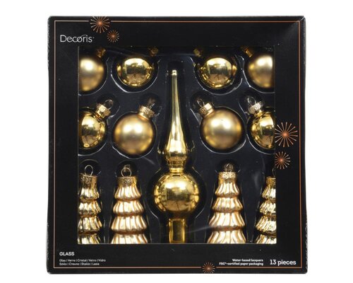 Decoris Ornament glas - licht goud - Ø 3 cm - afbeelding 1