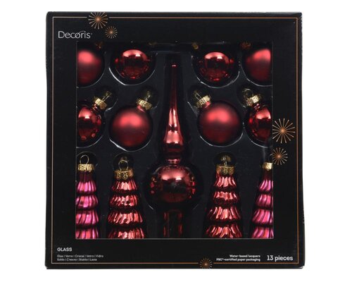 Decoris Ornament glas - ossenbloed - Ø 3 cm - afbeelding 1