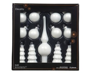 Decoris Ornament glas - winterwit - Ø 3 cm - afbeelding 1