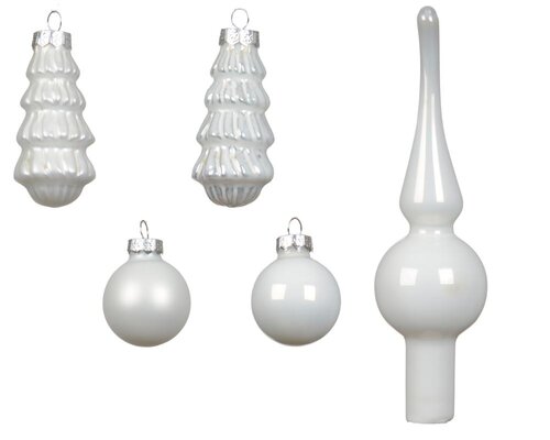 Decoris Ornament glas - winterwit - Ø 3 cm - afbeelding 2