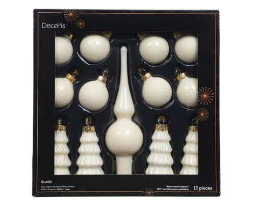 Decoris Ornament glas - wolwit - Ø 3 cm - afbeelding 1