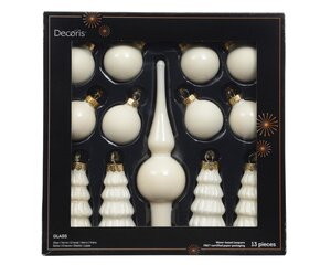 Decoris Ornament glas - wolwit - Ø 3 cm - afbeelding 1