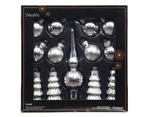 Decoris Ornament glas - zilver - Ø 3 cm - afbeelding 1
