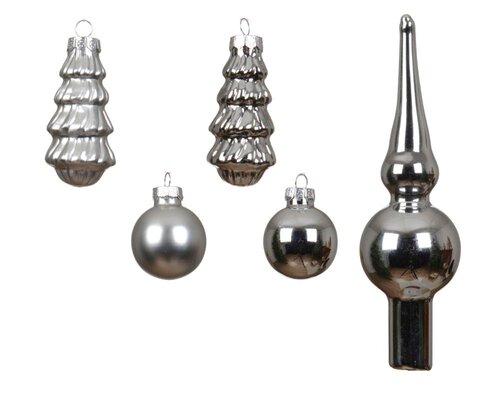 Decoris Ornament glas - zilver - Ø 3 cm - afbeelding 2