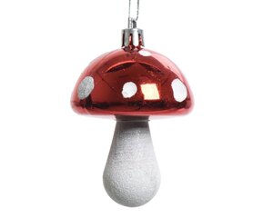 Decoris Paddenstoel kunststof - rood/wit - Ø 5 cm