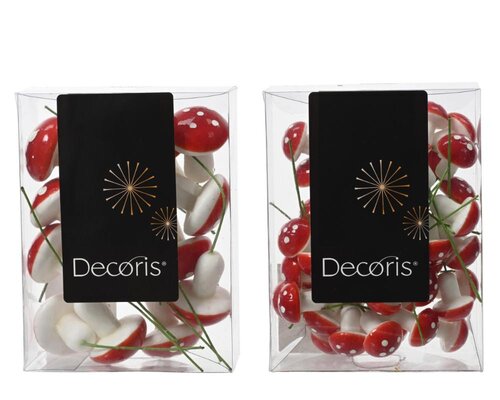 Decoris paddenstoel rood/wit – diameter 3 cm, hoogte 4 cm - afbeelding 1