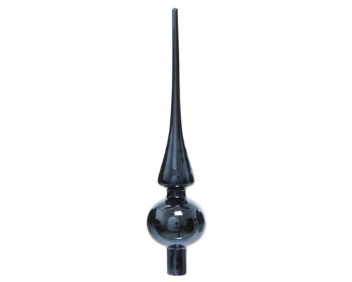 Decoris glazen kerstboompiek nachtblauw – diameter 6 cm, hoogte 26 cm - afbeelding 2