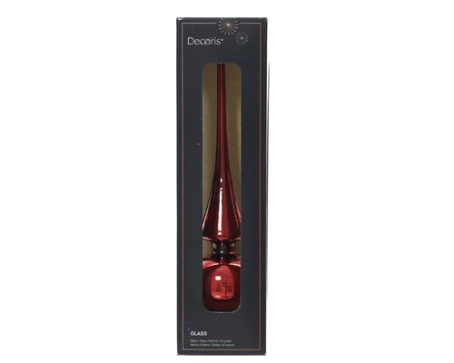 Decoris glazen kerstboompiek ossenbloed – diameter 6 cm, hoogte 26 cm - afbeelding 1