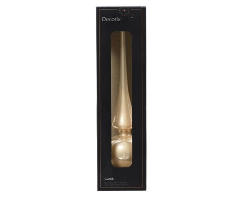 Decoris glazen kerstboompiek parel – diameter 6 cm, hoogte 26 cm - afbeelding 1