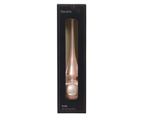 Decoris glazen kerstboompiek poederroze – diameter 6 cm, hoogte 26 cm - afbeelding 1