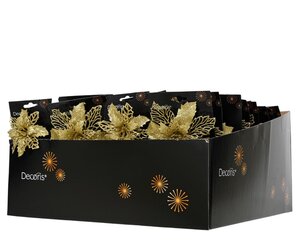 Decoris Poinsettia op clip - goud - 2 × 13 × 13 cm - afbeelding 3