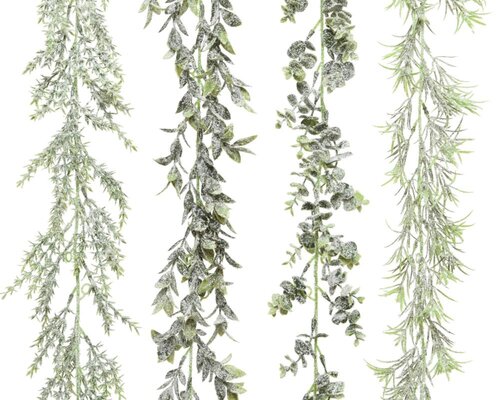 Decoris slinger groen/wit – lengte 0,12 cm, breedte 0,12 cm, hoogte 180 cm