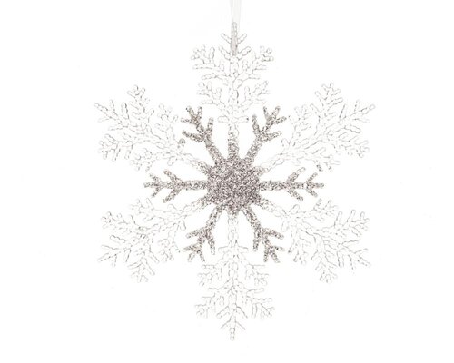 Decoris Sneeuwvlok kunststof - transparant/zilver - Ø 21 cm - afbeelding 1