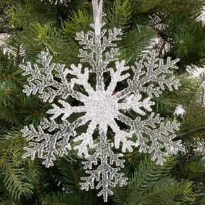 Decoris Sneeuwvlok kunststof - transparant/zilver - Ø 21 cm - afbeelding 2