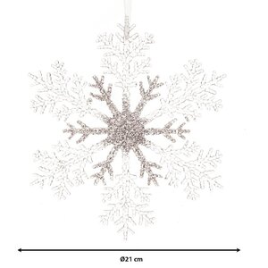 Decoris Sneeuwvlok kunststof - transparant/zilver - Ø 21 cm - afbeelding 4