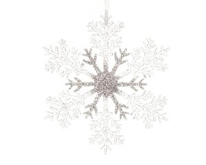Decoris Sneeuwvlok kunststof - transparant/zilver - Ø 32 cm