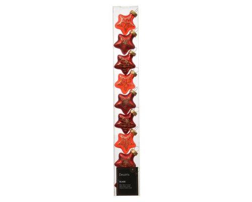 Decoris Ster glas - kerstrood - 3 × 1,3 × 3 cm - afbeelding 1