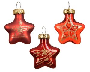Decoris Ster glas - kerstrood - 3 × 1,3 × 3 cm - afbeelding 2