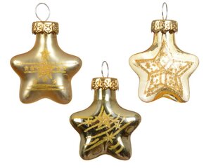 Decoris Ster glas - licht goud - 3 × 1,3 × 3 cm - afbeelding 2
