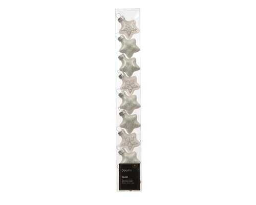 Decoris Ster glas - winterwit - 3 × 1,3 × 3 cm - afbeelding 1