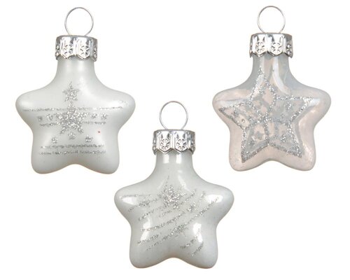 Decoris Ster glas - winterwit - 3 × 1,3 × 3 cm - afbeelding 2
