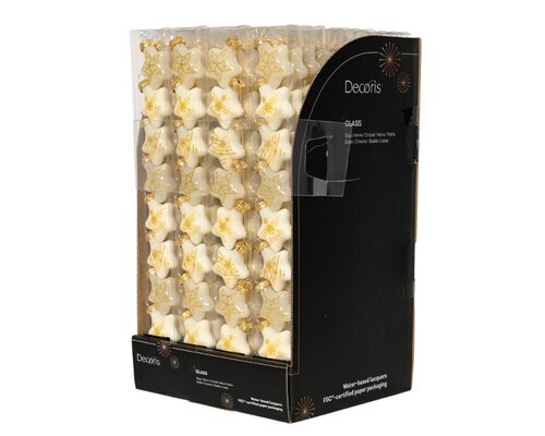 Decoris Ster glas - wolwit - 3 × 1,3 × 3 cm - afbeelding 3