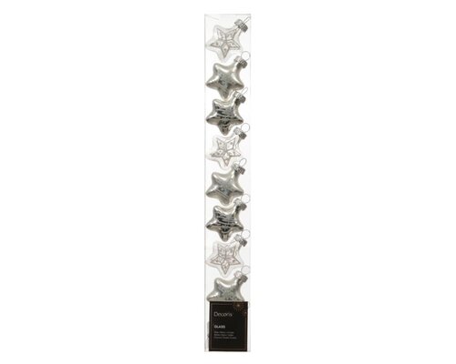 Decoris Ster glas - zilver - 3 × 1,3 × 3 cm - afbeelding 1