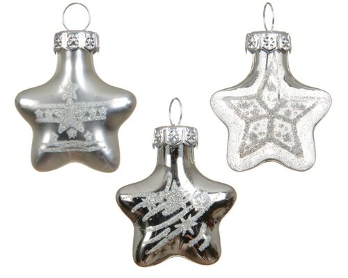 Decoris Ster glas - zilver - 3 × 1,3 × 3 cm - afbeelding 2