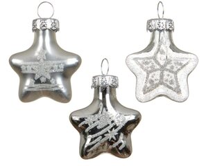 Decoris Ster glas - zilver - 3 × 1,3 × 3 cm - afbeelding 2