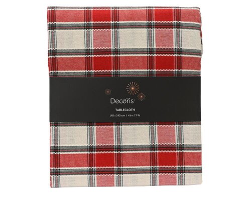 Decoris Tafelkleed katoen - groen/rood - 240 × 140 × 0,1 cm - afbeelding 1