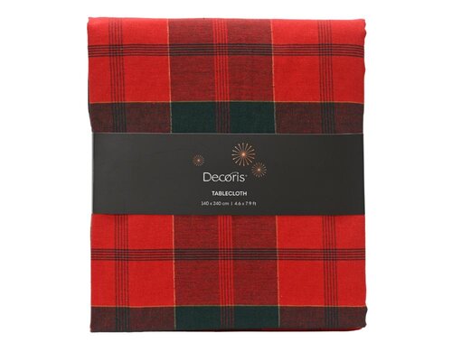 Decoris Tafelkleed katoen - groen/rood - 240 × 140 × 0,1 cm - afbeelding 1